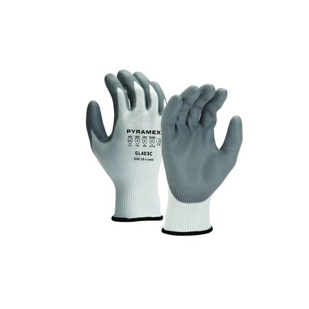 PYRAMEX Dipped Polyurethane Gloves 13G HPPE Liner A2 Cut Premium, Size L, 12PK GL403CL